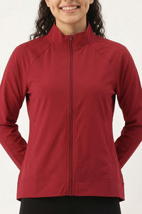 Zelocity Quick Dry Relaxed Fit Gym & Training Jacket - Deep Claret — thumbnail 3